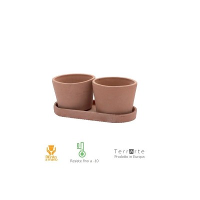 Vasi in terracotta Duo rotondo – Migno per bonsai e piccoli fiori