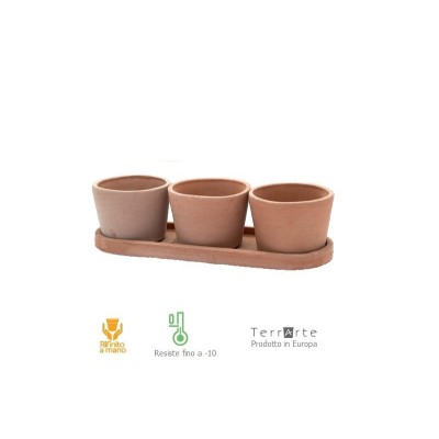Vasi in terracotta Trio rotondo – Mignon per bonsai e piccoli fiori