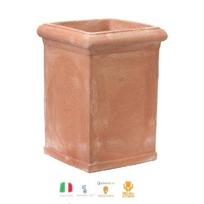 Vasi di terracotta Quadrato Pilone Toscano Liscio cm.60 – Alto terracotta Trequanda antigelo