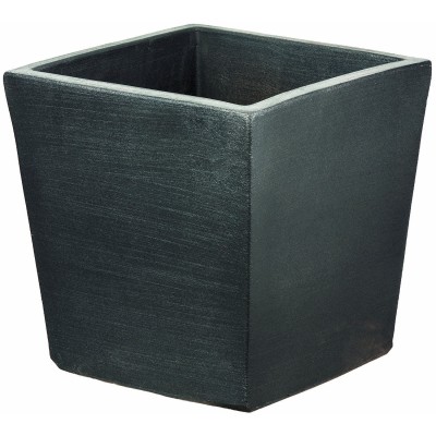 Vaso di terracotta Quadro moderne Antracite cm. 40 con sottovaso