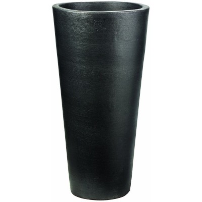 Vaso di terracotta Rotondo Alto Moderne Antracite cm. 70 con sottovaso
