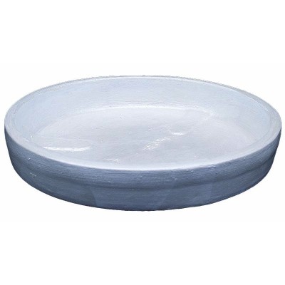 Vaso di terracotta, Vaso doppio bordo liscio white cm.35, con sottovaso rotondo white