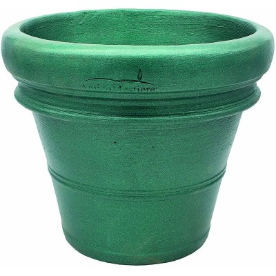Vaso di terracotta Doppio Bordo Liscio  Emerald cm. 30 con sottovaso