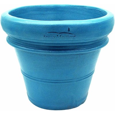 Vaso di terracotta Doppio Bordo Liscio  Emerald cm. 50 sottovaso sky