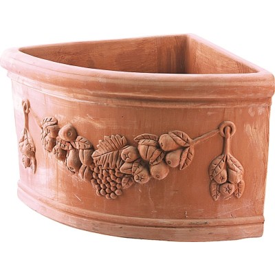 Vaso a Mezzaluna Angolare Basso 60 cm in Terracotta