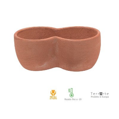 Vasi in terracotta-Cassetta Primula a  due 32 cm-II scelta